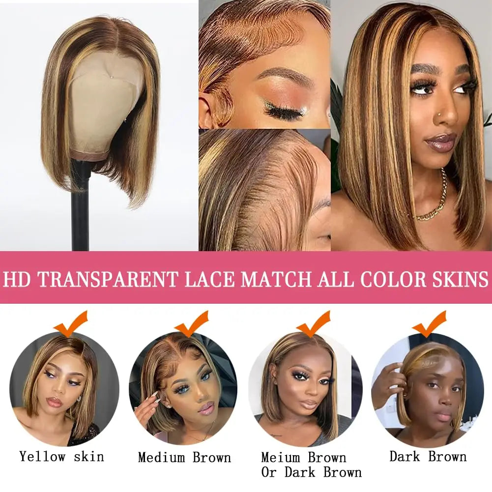 Straight 13x4 Lace Frontal Ombre Honey Blonde Wig