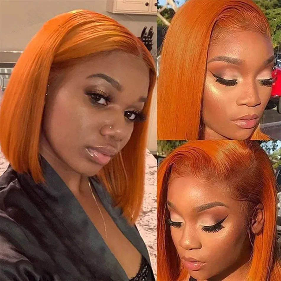 Ginger & Black Bob Lace Frontal Wig Pre Plucked