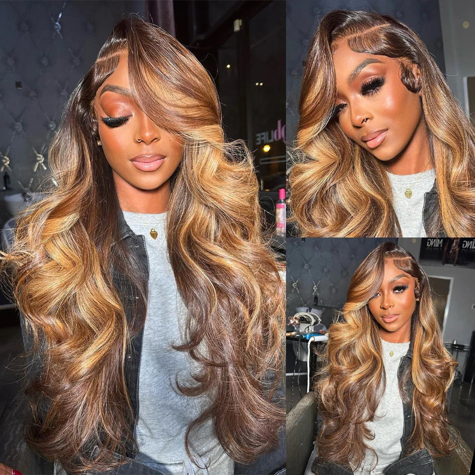 Highlight Lace Frontal Wig Honey Blonde Body Wave