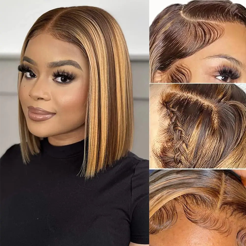Straight 13x4 Lace Frontal Ombre Honey Blonde Wig