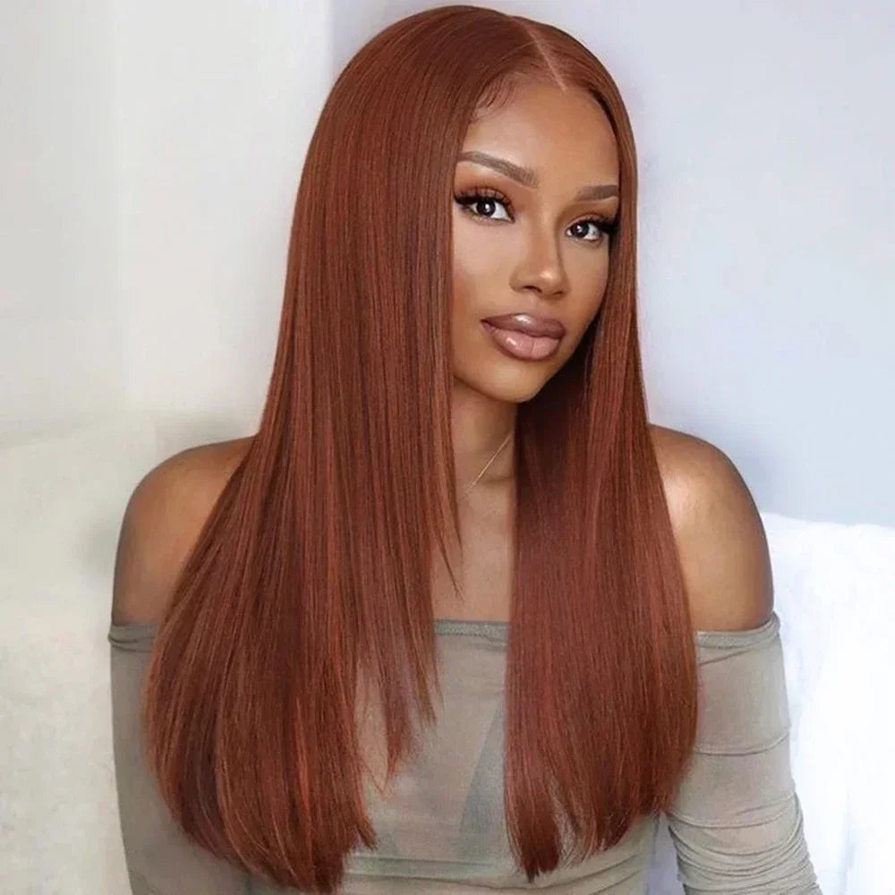 Reddish Brown Layered Straight Lace Wig