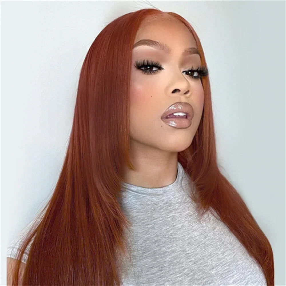 Reddish Brown Layered Straight Lace Wig